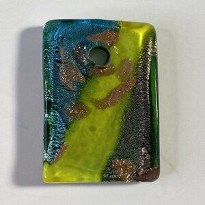Hand Blown Art Glass Rectangle Pendant Jewelry Charm For Necklace Choker